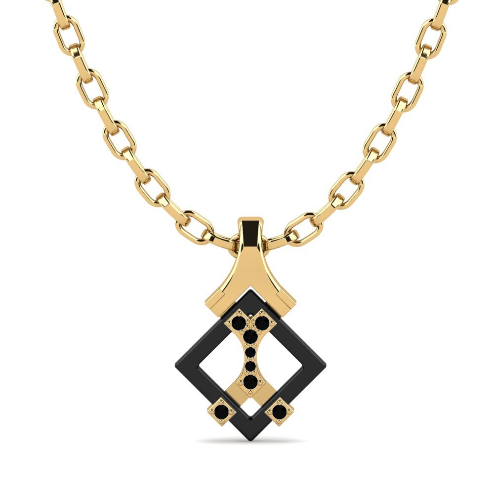 9ct Yellow Gold Black Sapphire Men's Pendant Frampton