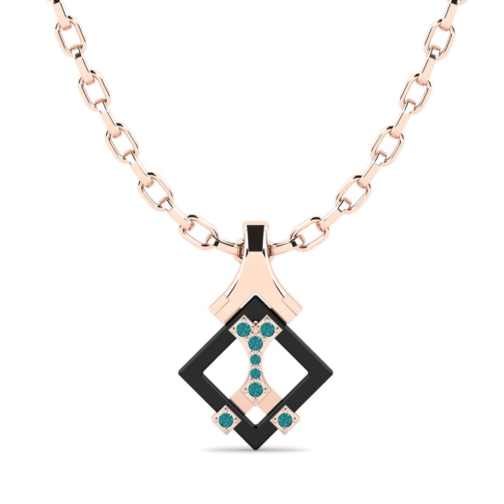 14ct Rose Gold Blue Diamond Men's Pendant Frampton