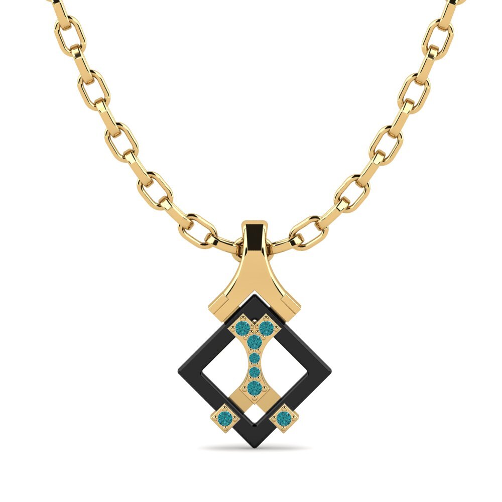 18ct Yellow Gold Blue Diamond Men's Pendant Frampton