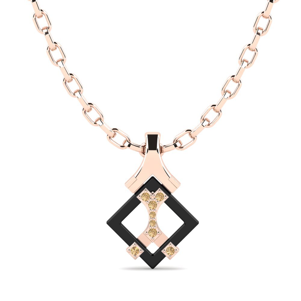 14ct Rose Gold Brown Diamond Men's Pendant Frampton