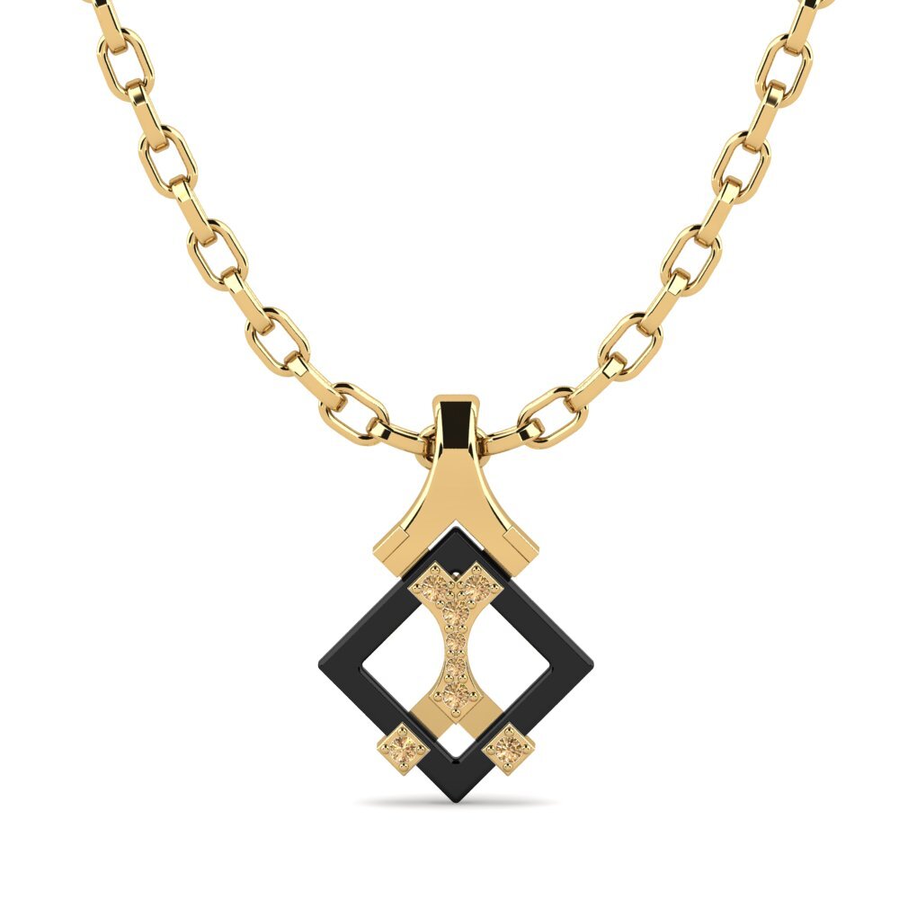 18ct Yellow Gold Brown Diamond Men's Pendant Frampton