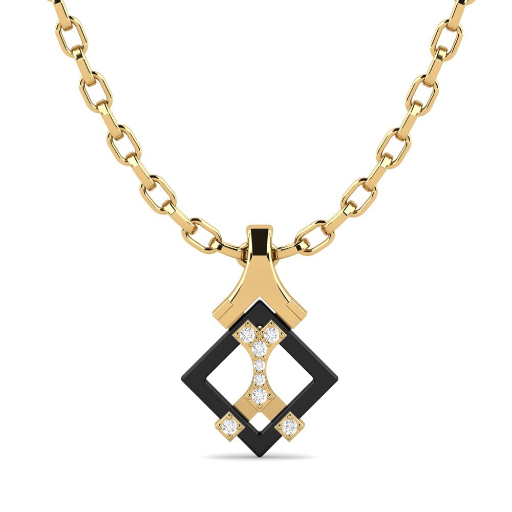14ct Yellow Gold White sapphire Men's Pendant Frampton