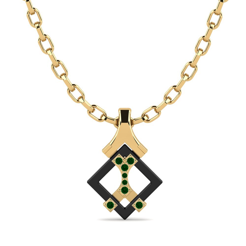 9ct Yellow Gold Green Zirconia Men's Pendant Frampton