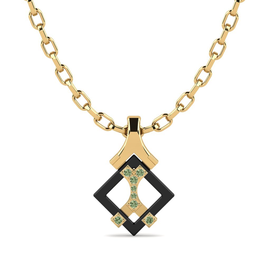9ct Yellow Gold Green Diamond Men's Pendant Frampton