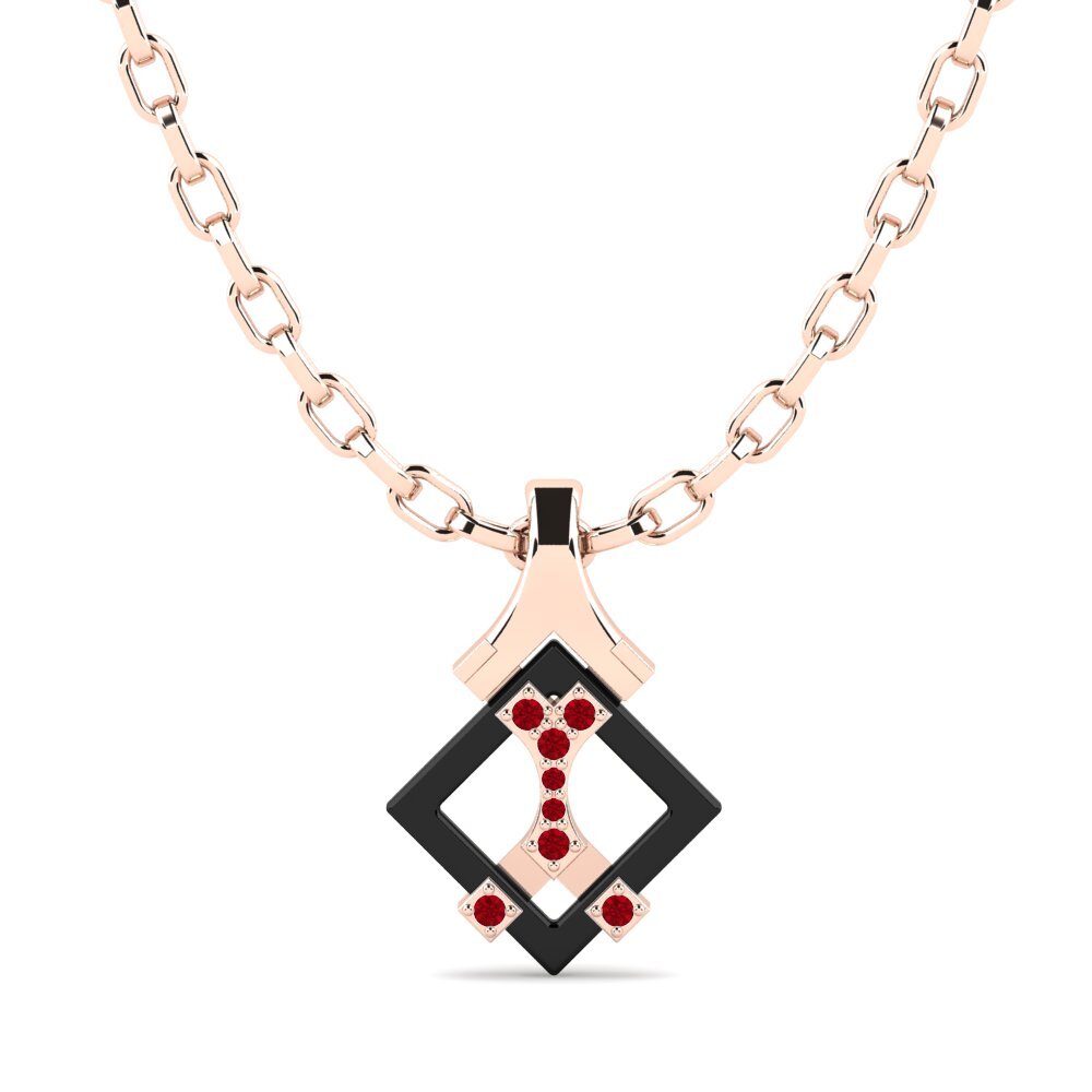 14k Oro Rosa Circonita Roja Colgante para hombre Frampton