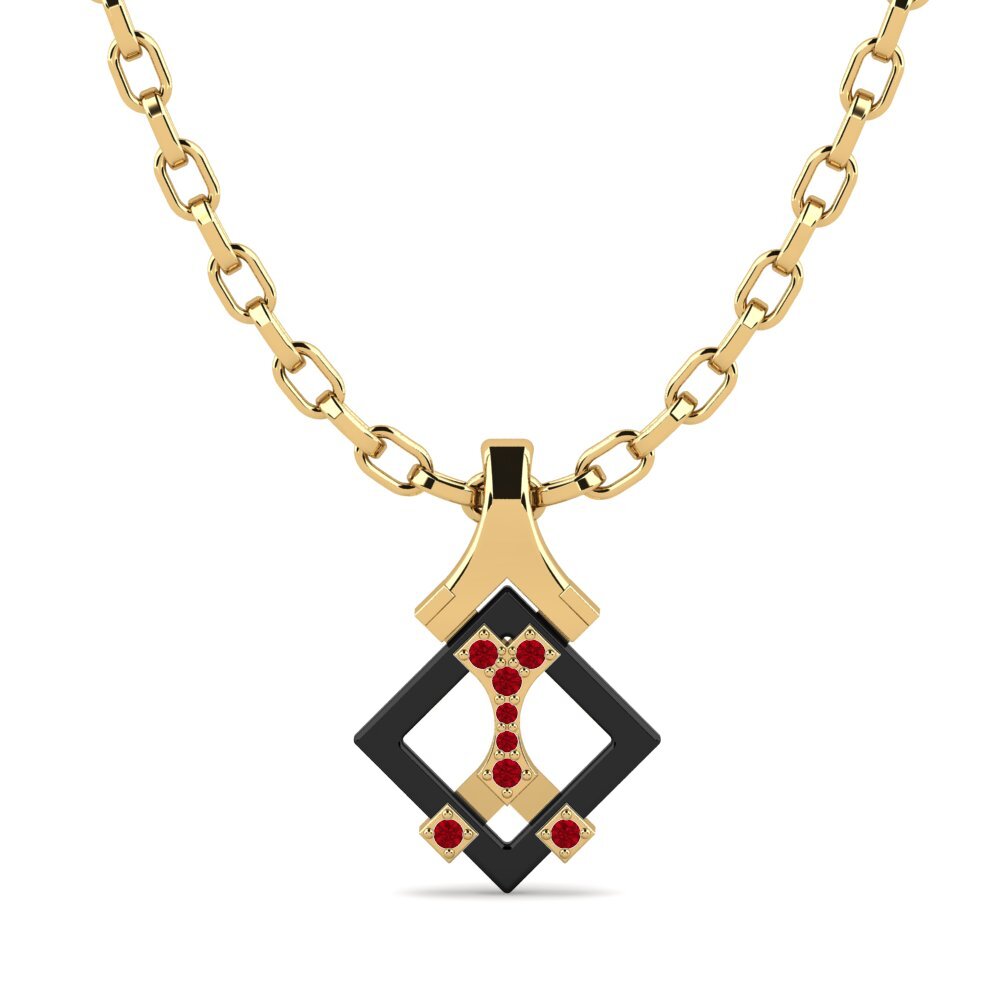 9ct Yellow Gold Red Zirconia Men's Pendant Frampton