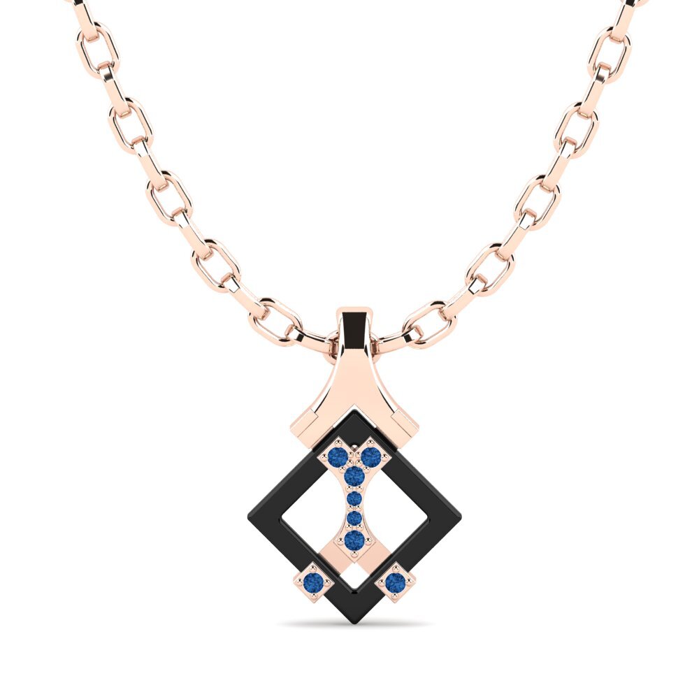 14K Rood Goud Donker Blauwe Zirkoon Heren hanger Frampton