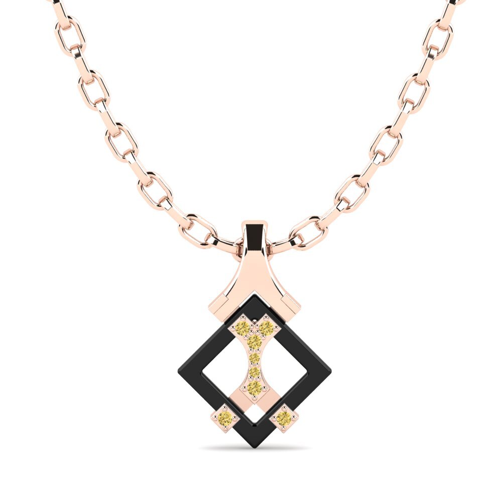 14ct Rose Gold Yellow Diamond Men's Pendant Frampton