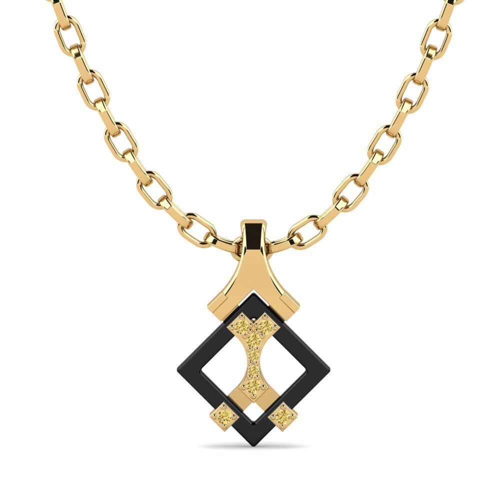 9ct Yellow Gold Yellow Diamond Men's Pendant Frampton