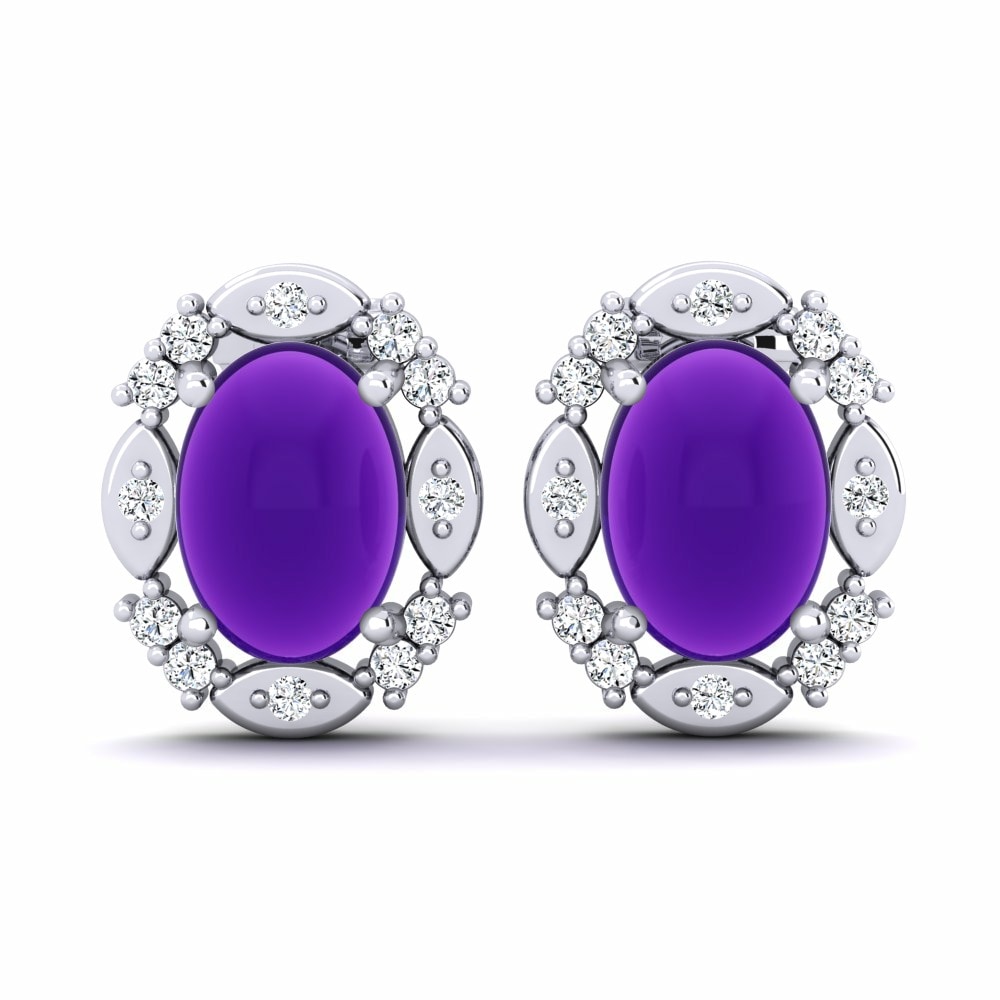 Cabochon Cabochon Earrings GLAMIRA Francisca 585 White Gold Amethyst