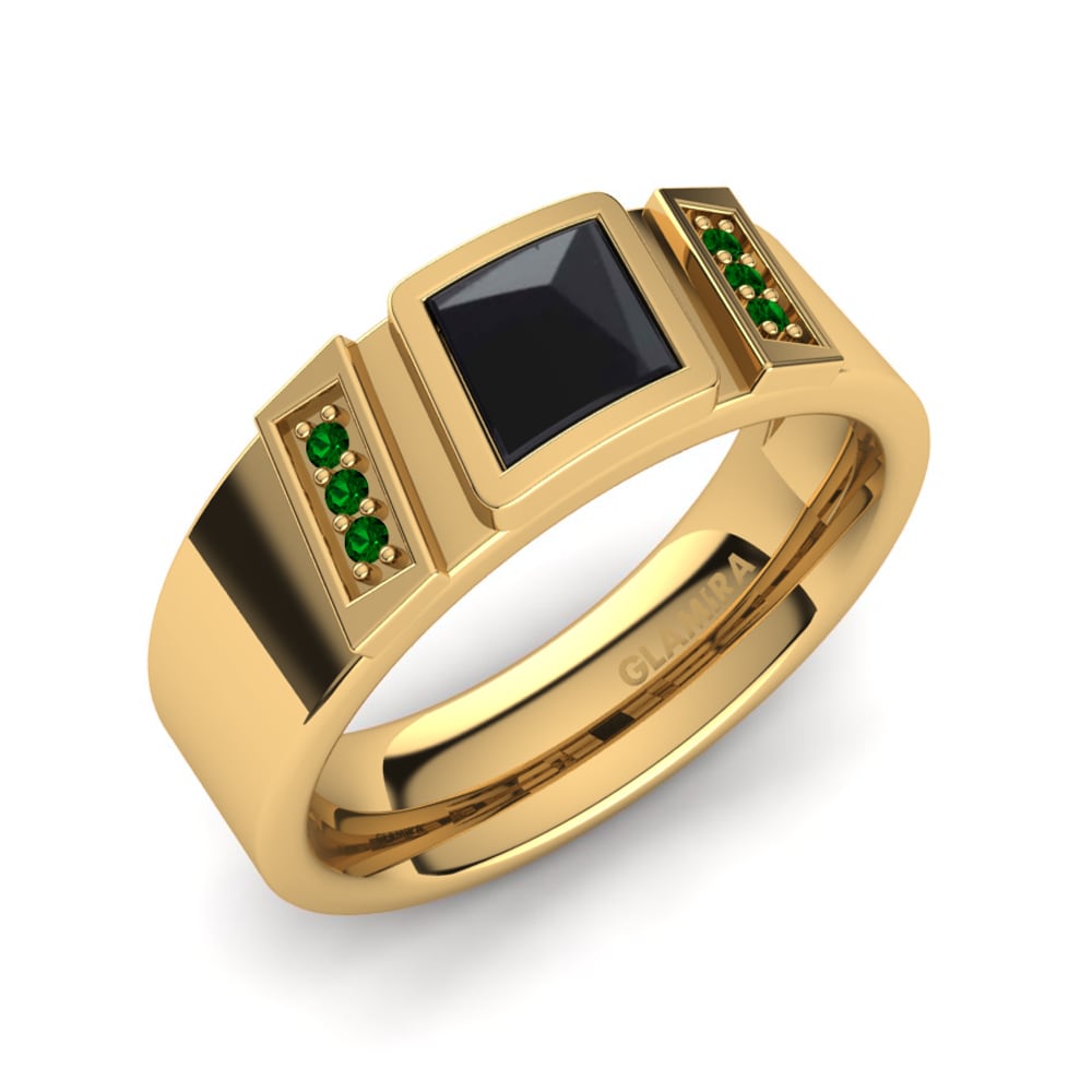 Emerald 18K Yellow Gold Men's Ring Fransisco