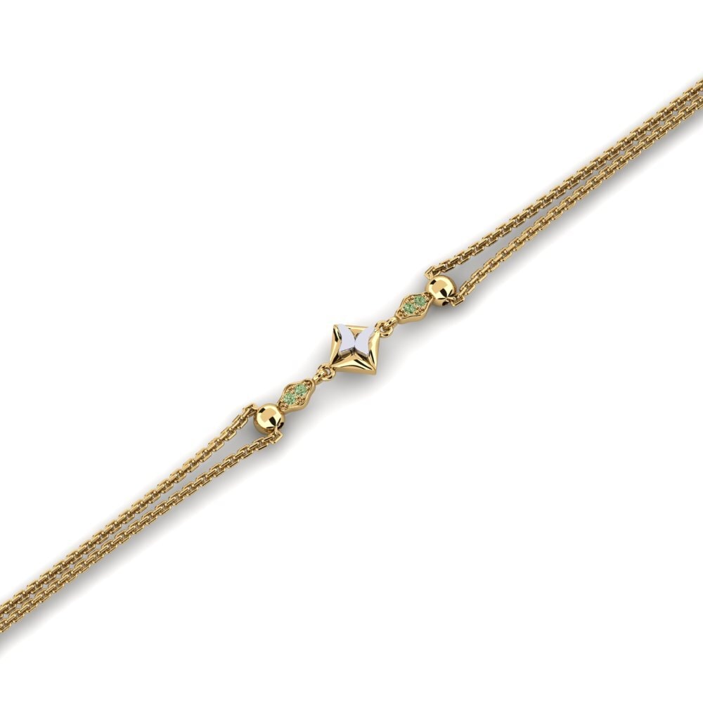 9ct Yellow & White Gold Green Diamond Women's Bracelet Franianing