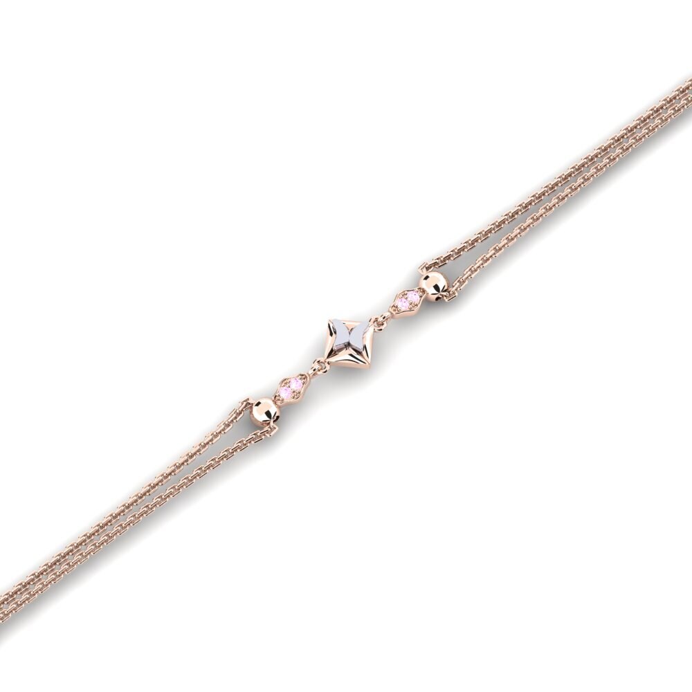9ct Rose & White Gold Pink Sapphire Women's Bracelet Franianing