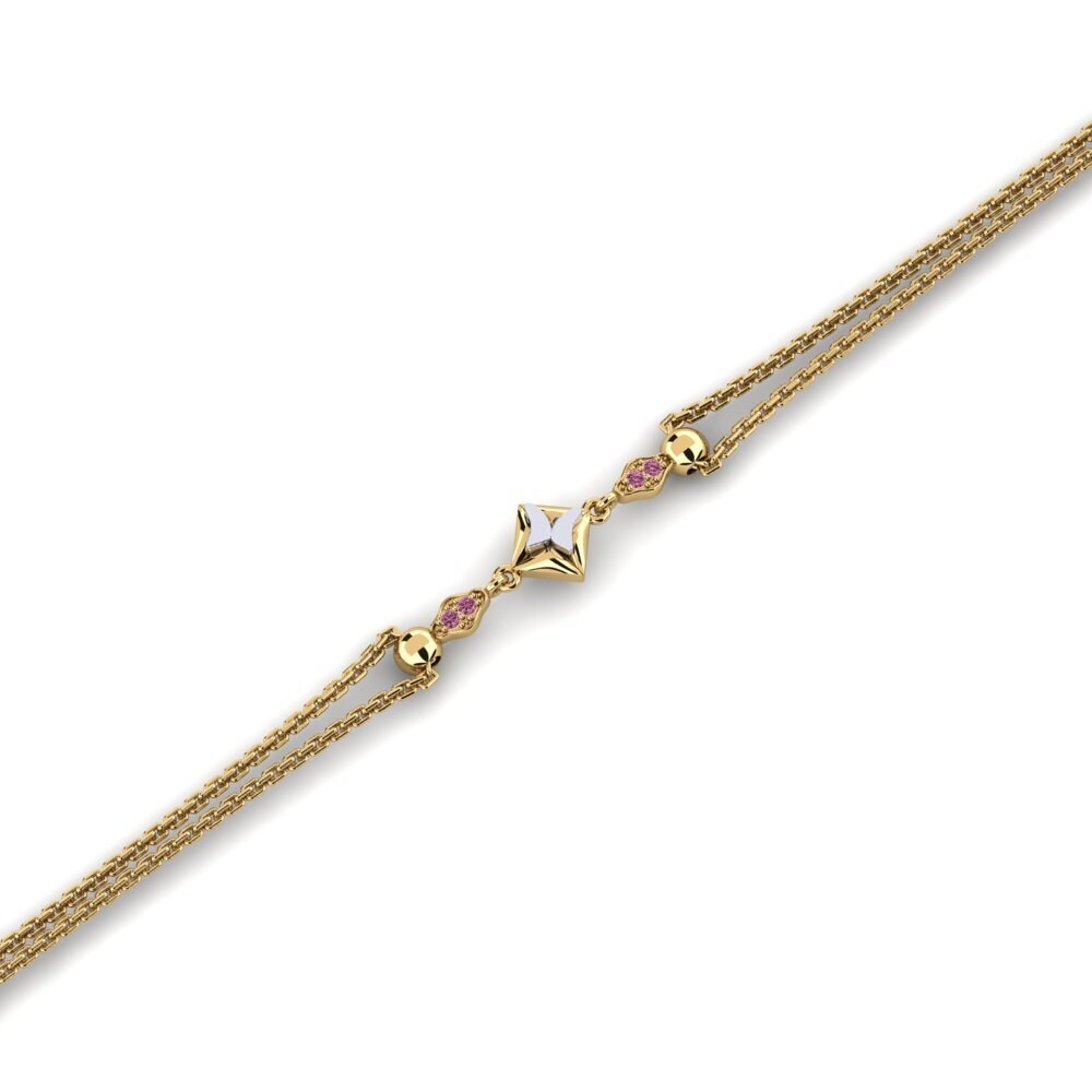 9ct Yellow & White Gold Rhodolite Garnet Women's Bracelet Franianing