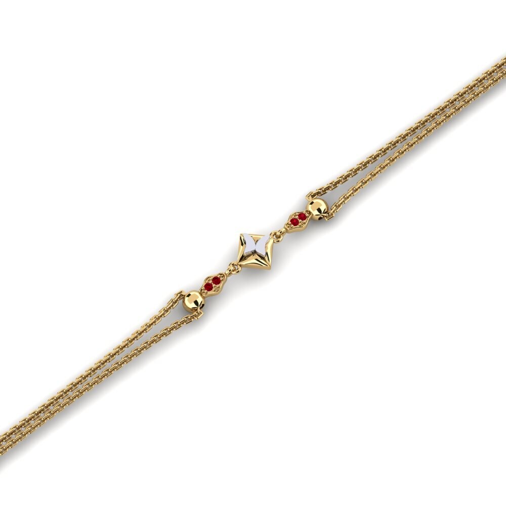 18K Yellow & White Gold Red Zirconia Bracelet Franianing