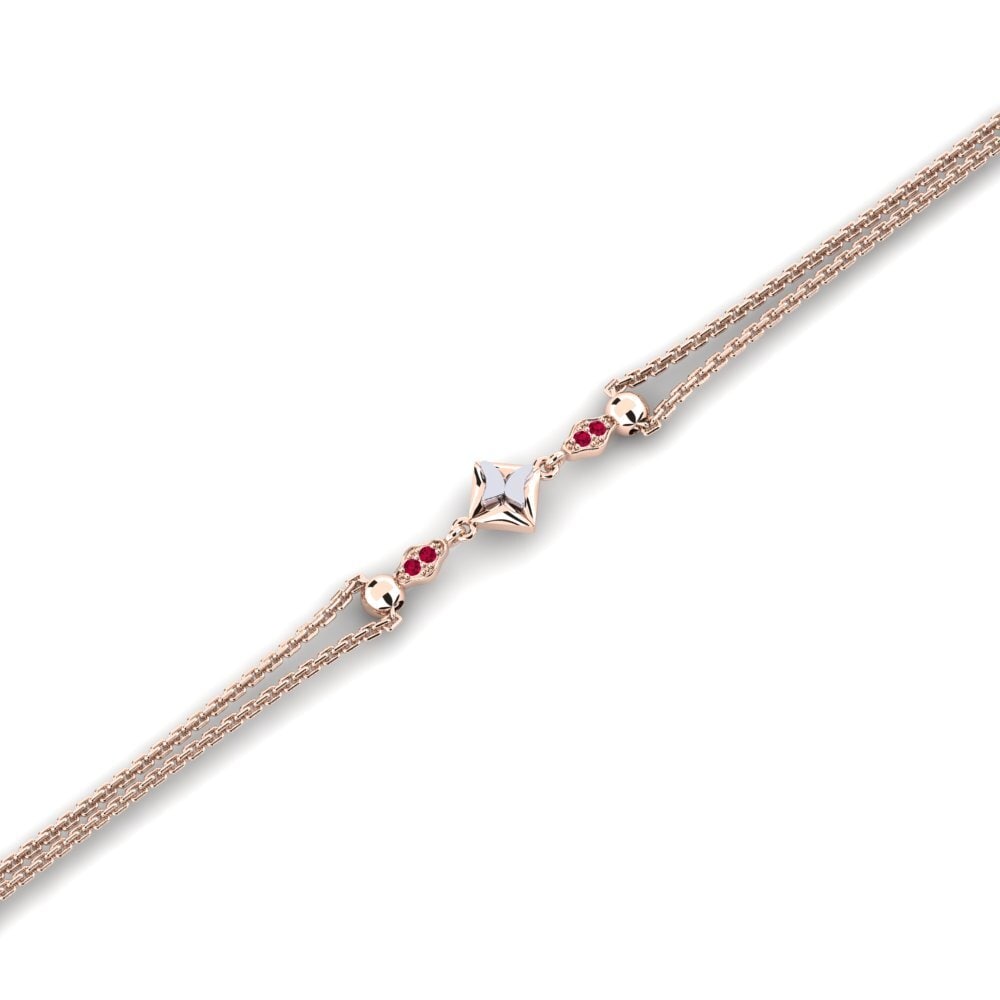 9ct Rose & White Gold Ruby Women's Bracelet Franianing