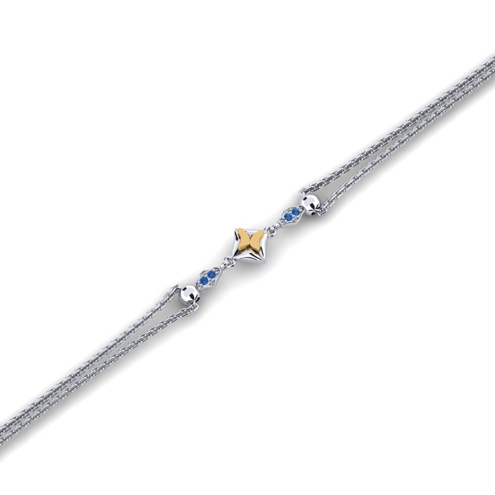 14ct White / Yellow Gold Dark Blue Zirconia Women's Bracelet Franianing