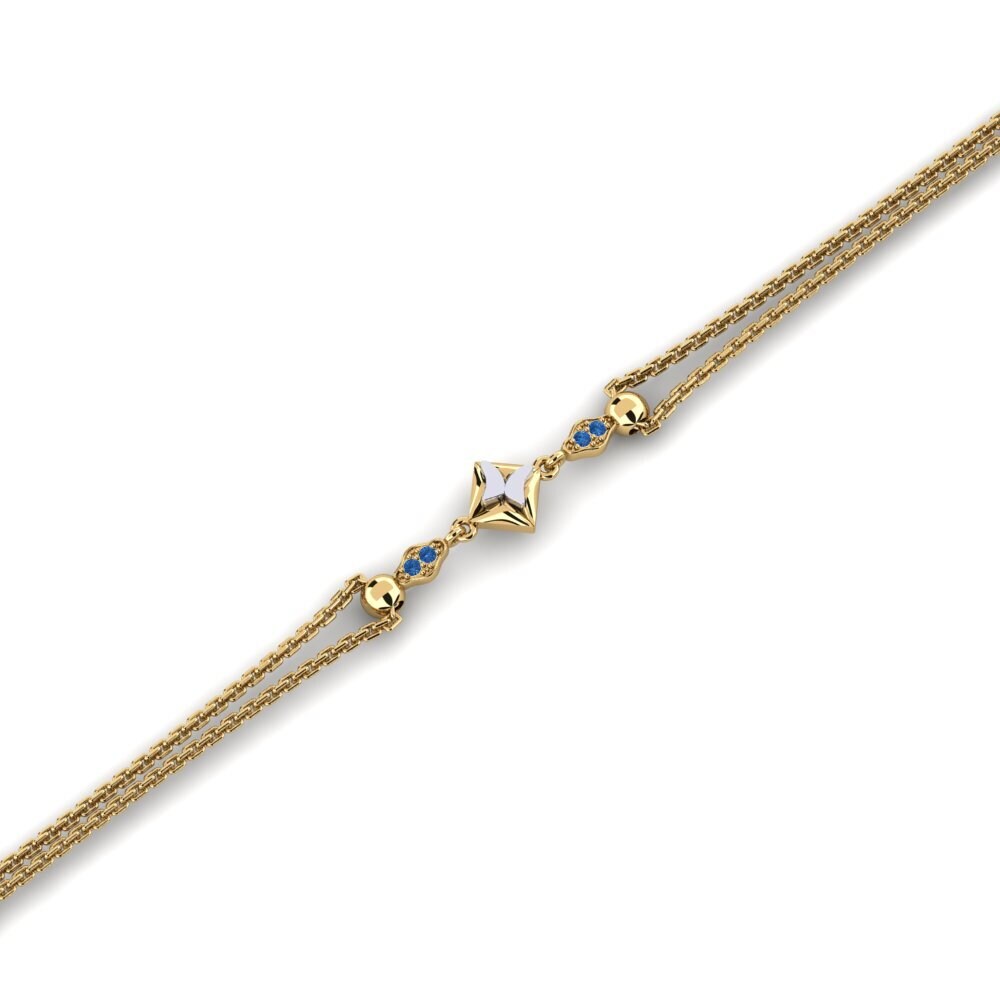 14ct Yellow / White Gold Dark Blue Zirconia Women's Bracelet Franianing