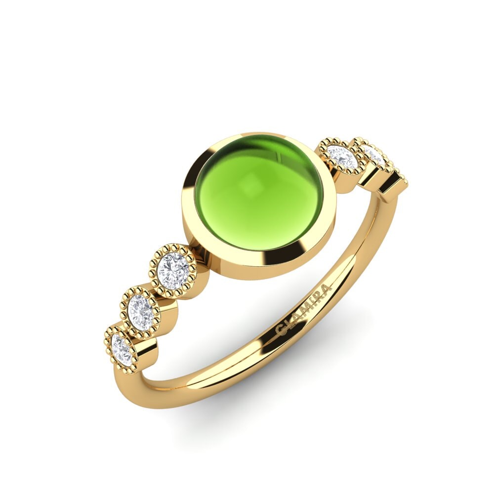 9k Oro Amarillo Peridoto Cabujón Anillo Franisbel