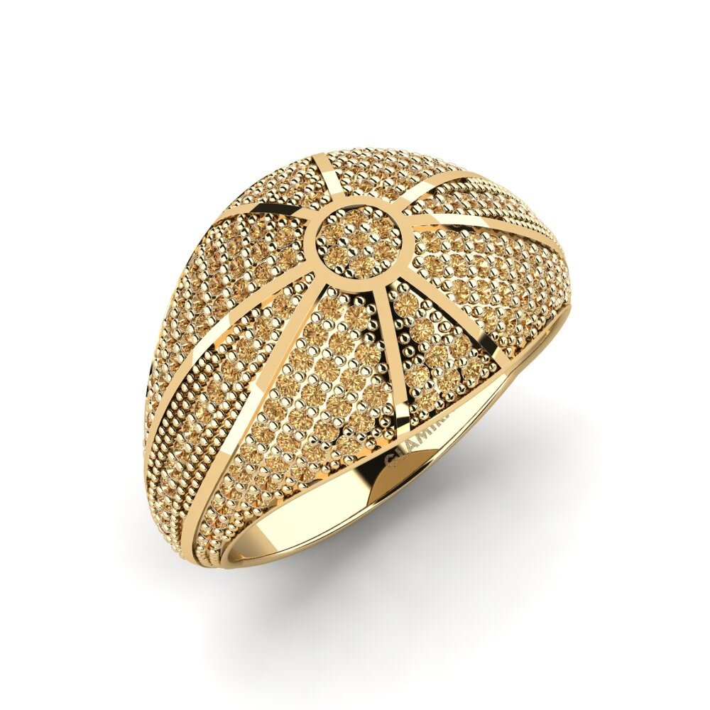18ct Yellow Gold Brown Diamond Men's Ring Frank