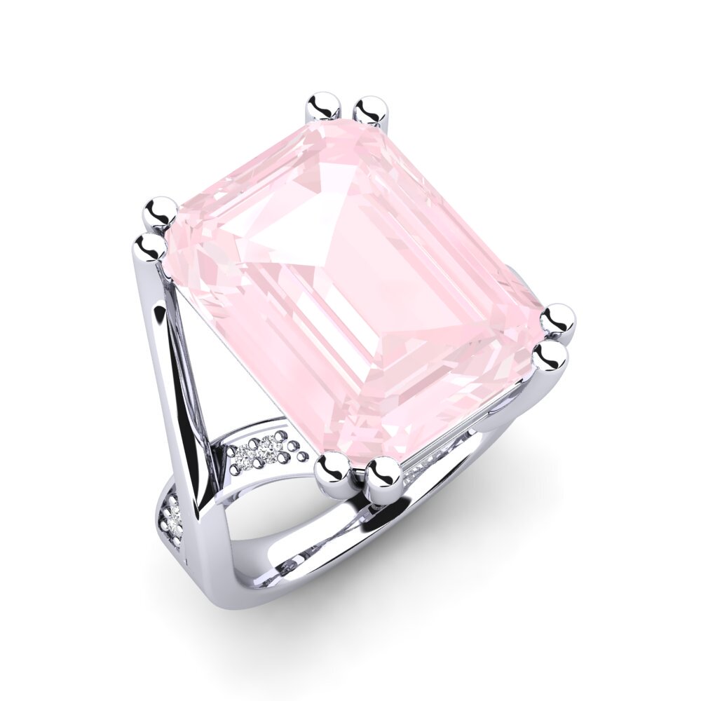 18ct White Gold Rose Quartz Ring Frankie