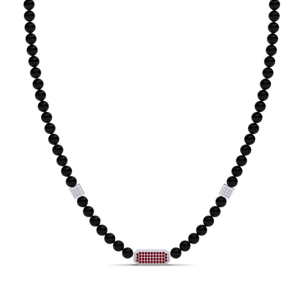 Weißgold 375 Roter Zirkonia Herren-Halskette Frantzi