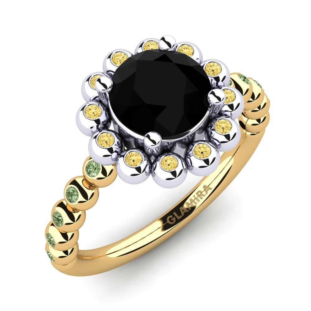 14k Oro Amarillo/Blanco Anillo de compromiso Fraude
