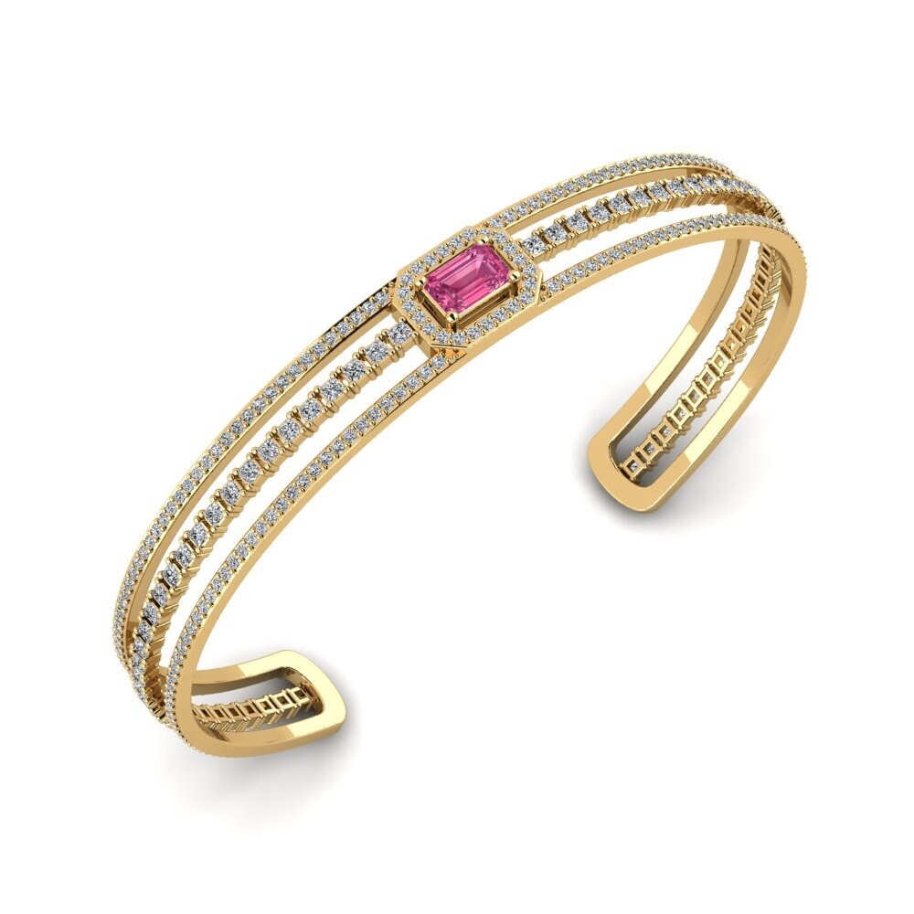 Emerald Cut Pink Tourmaline Women's Bracelet Freddie