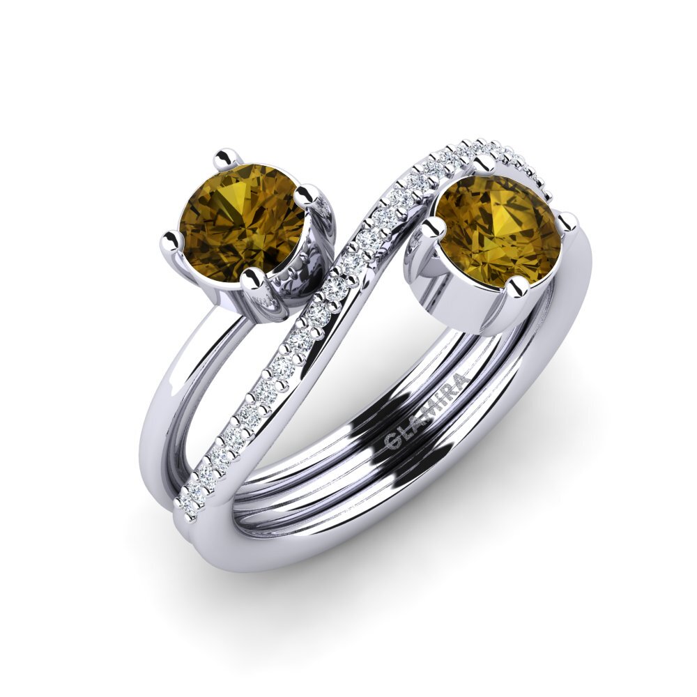 Or Blanc 14k Zircon Brun Bague Fredith