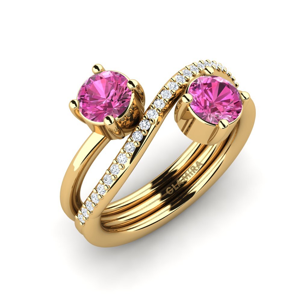 9k Oro Amarillo Topacio Rosa Anillo Fredith