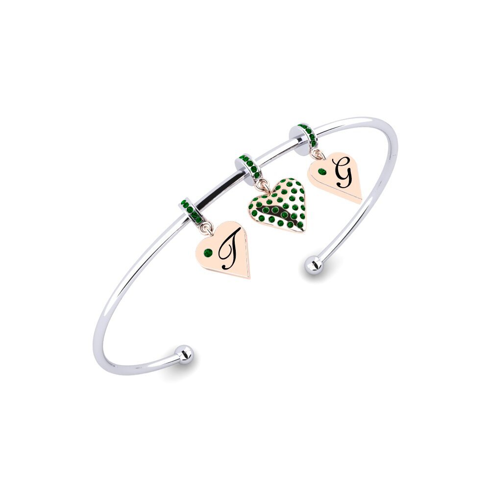 18k Oro Blanco & Rosa Circonita Verde Pulsera de Mujer Fredricka