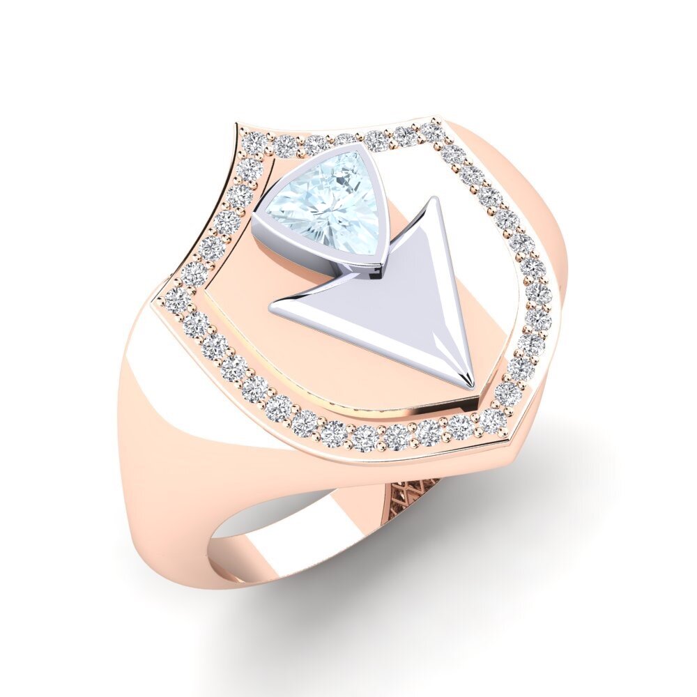 Or Rose& Blanc 9k Aigue-marine Bague pour homme Frenzy