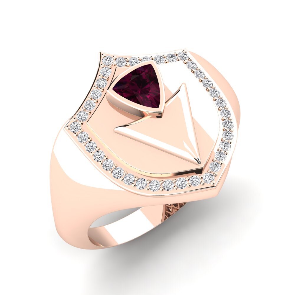 9ct Rose Gold Rhodolite Garnet Men's Ring Frenzy