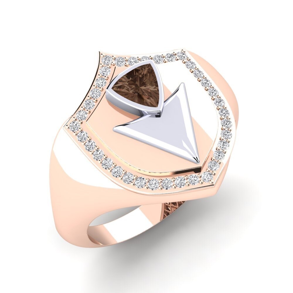 Or Rose& Blanc 9k Quartz Fumé Bague pour homme Frenzy