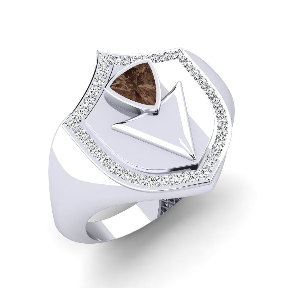 White Silver Smoky Quartz Men's Ring Frenzy
