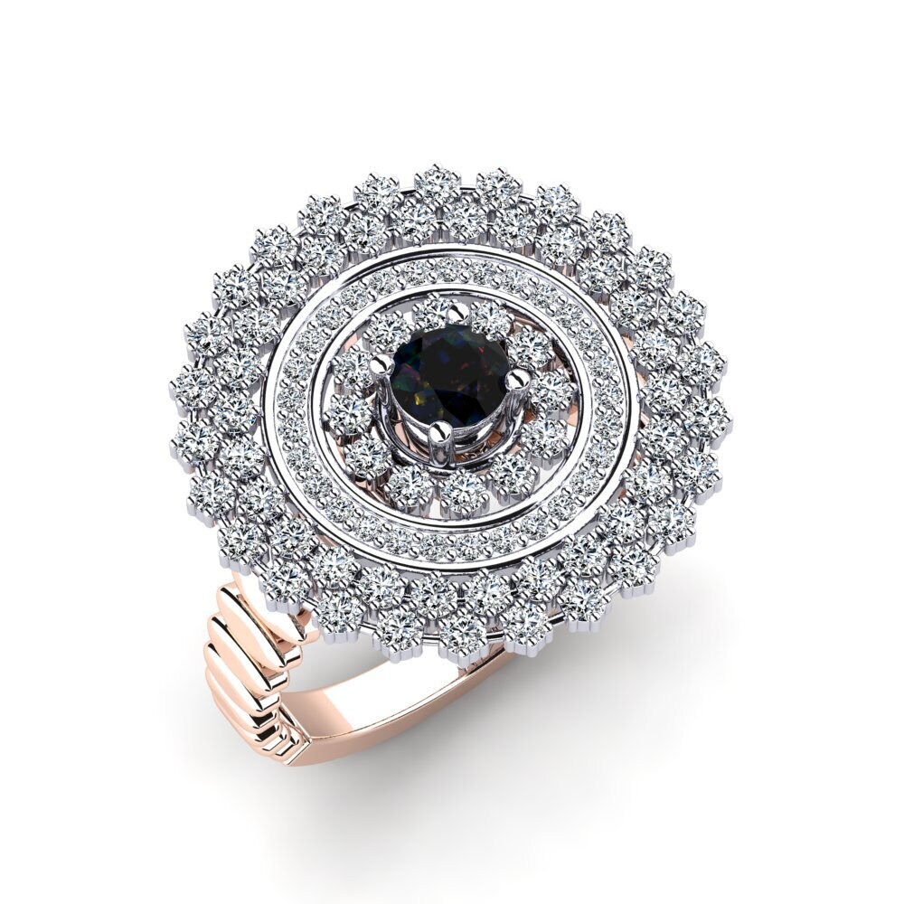 14ct Rose & White Gold Black Opal Ring Freona