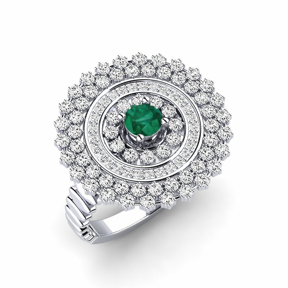 Round 0.25 Carat Premium Emerald 14k White Gold Ring Freona