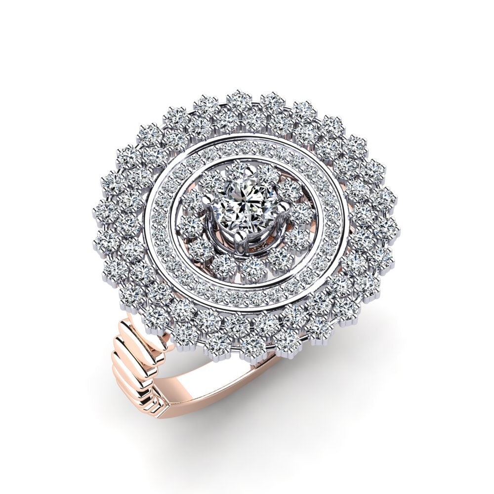 14k Oro Rosa & Blanco Anillo Freona