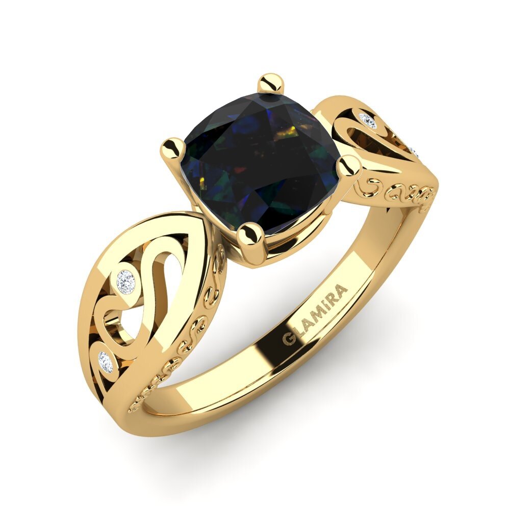 Black Opal Engagement Ring Fresa