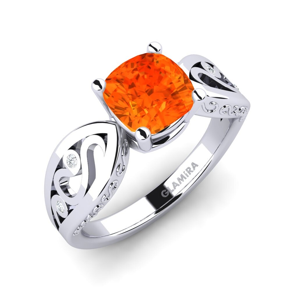 9ct White Gold Fire Opal Engagement Ring Fresa