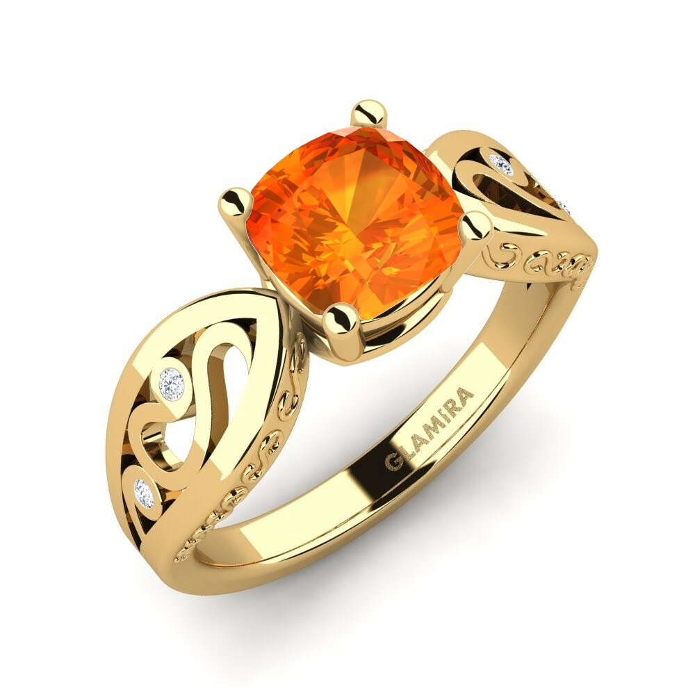 Oranžový safír Zásnubní prsten Fresa
