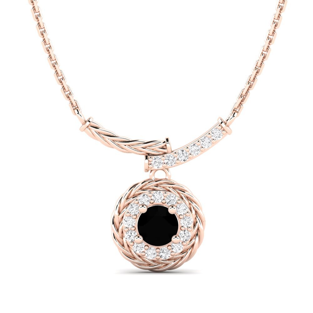 9ct Rose Gold Black Sapphire Women's Necklace Freugde