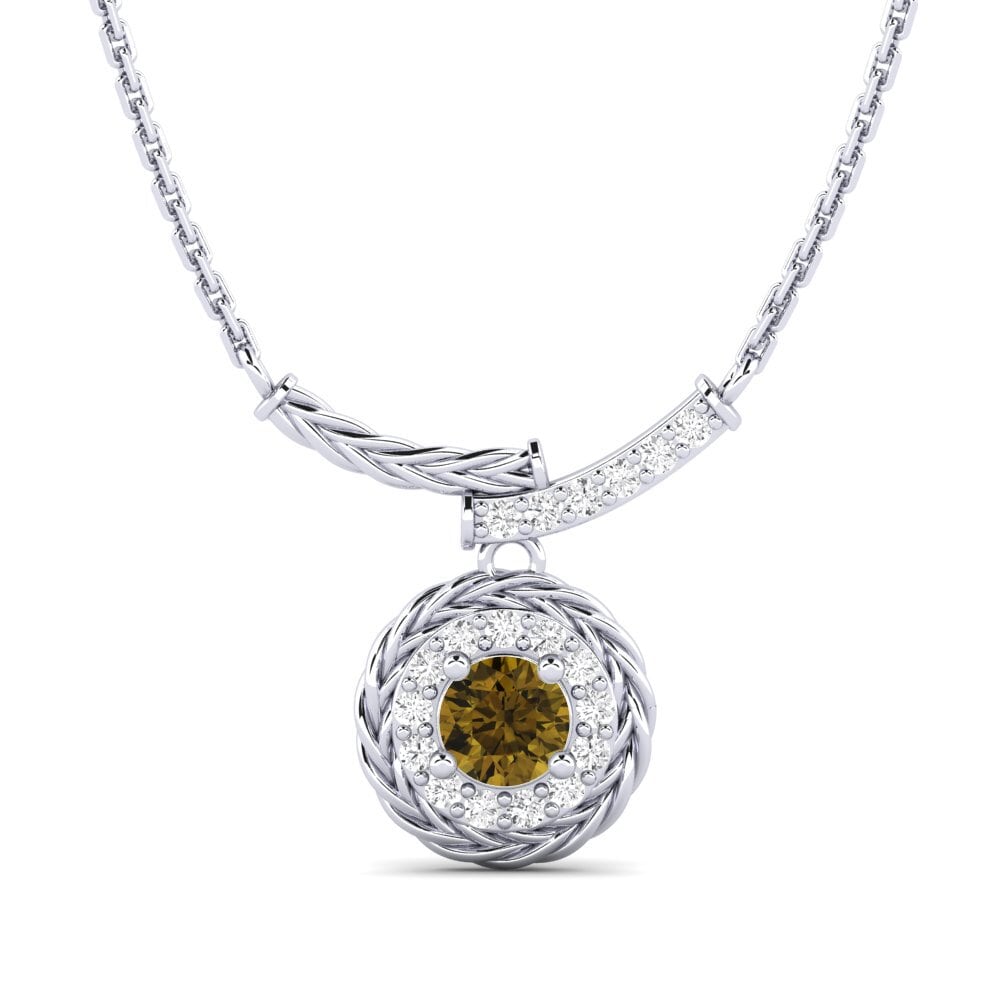 950 Palladium Brown Zircon Women's Necklace Freugde