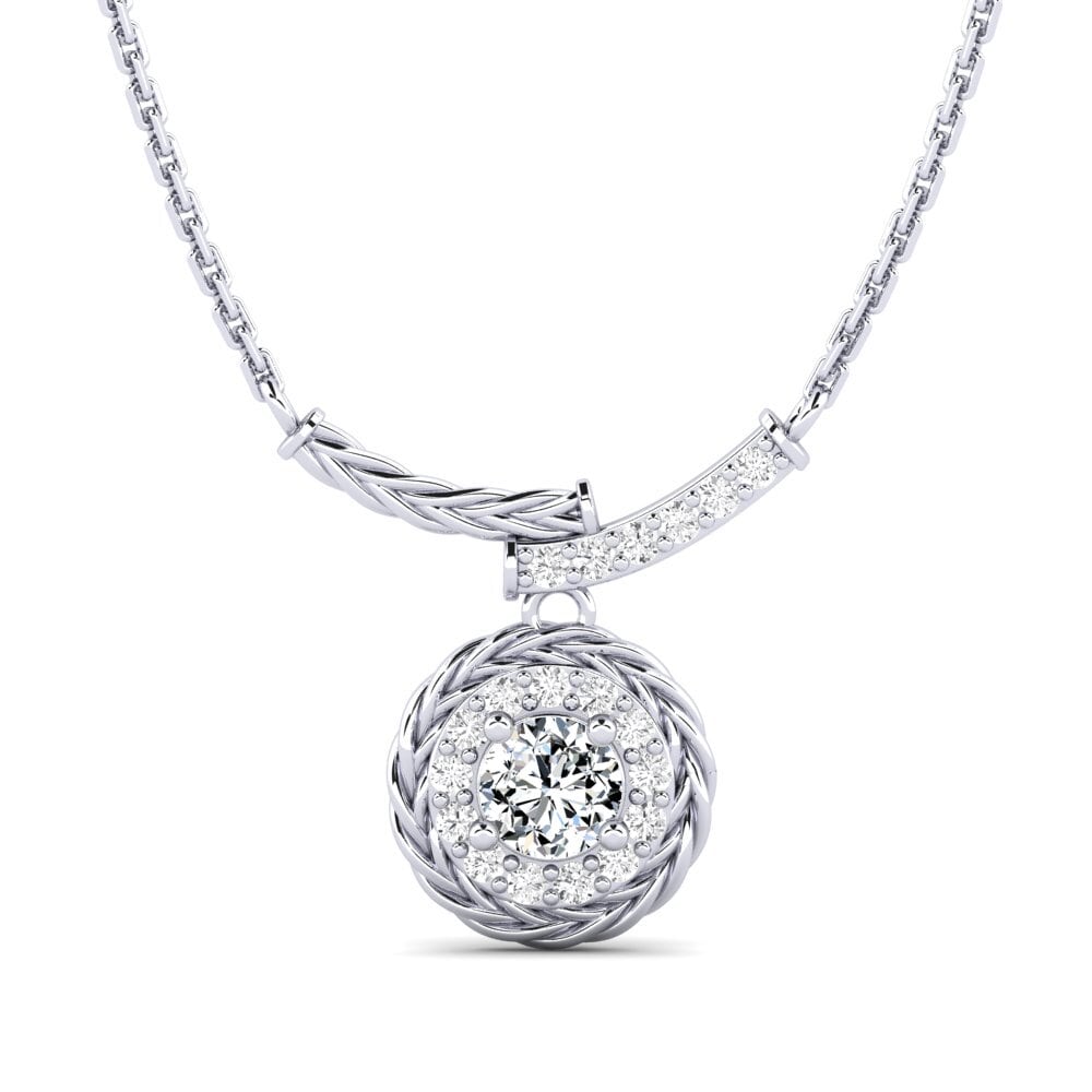 9ct White Gold Zirconia Women's Necklace Freugde