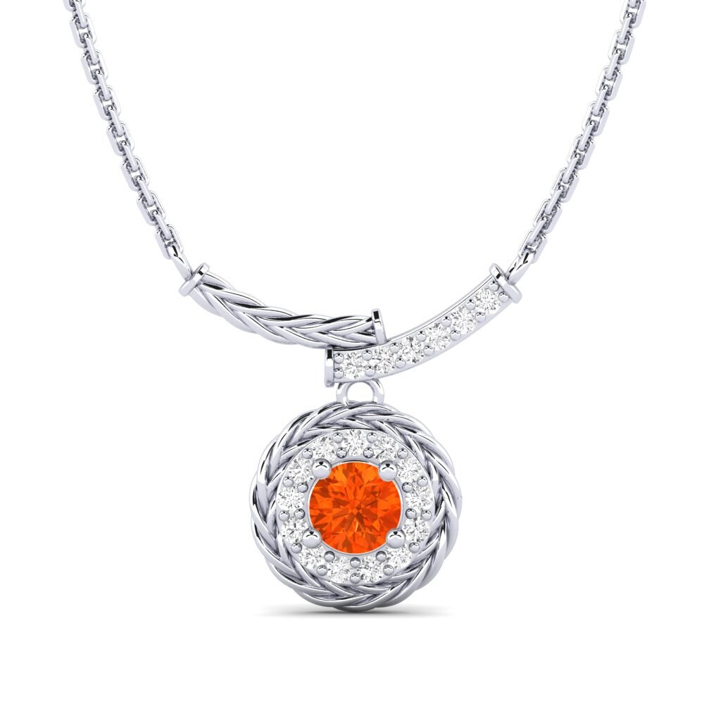 9ct White Gold Fire Opal Women's Necklace Freugde
