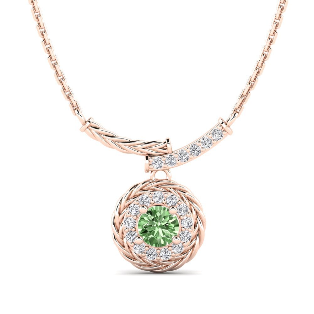 18ct Rose Gold Green Diamond Women's Necklace Freugde