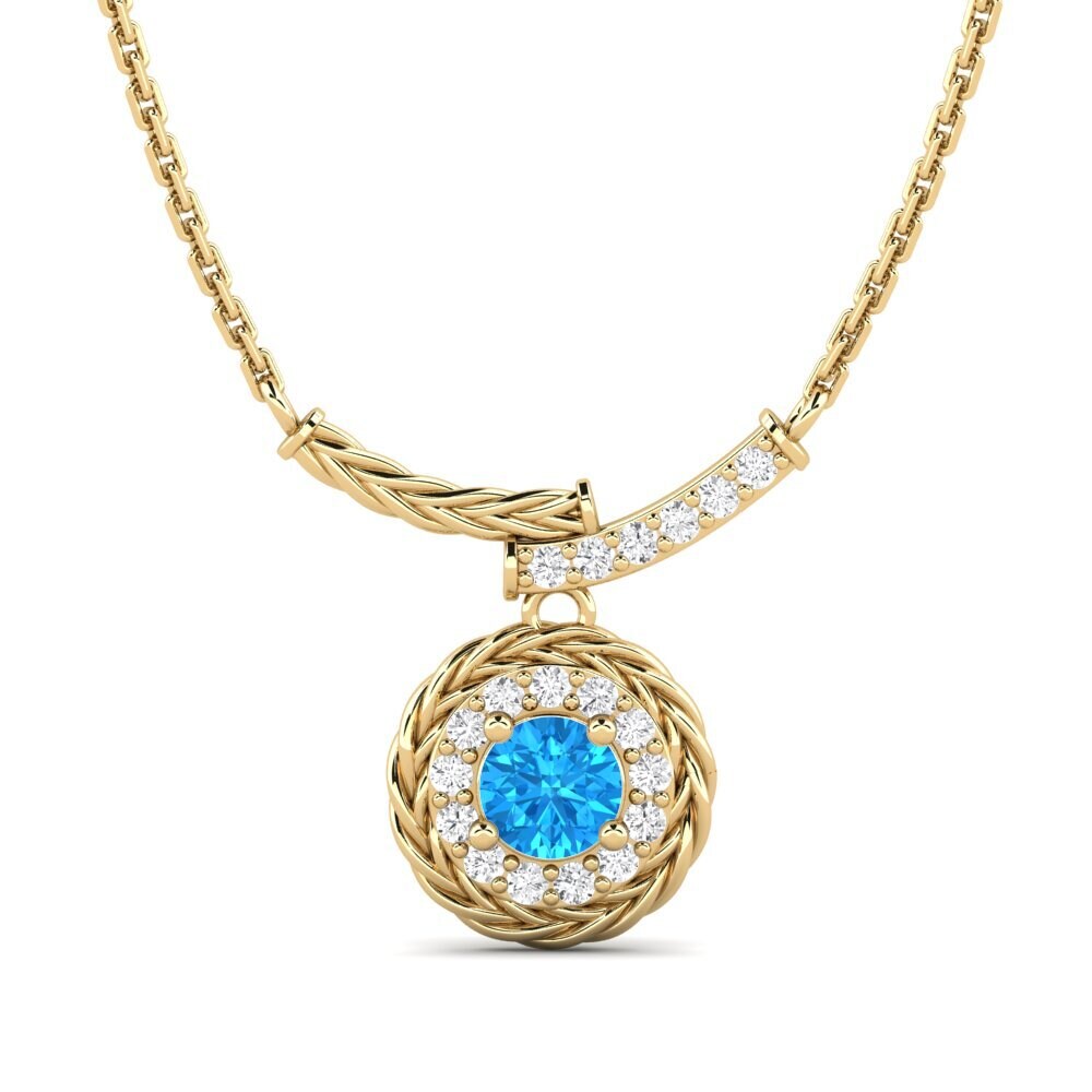 Ronde Topaze Bleue Collier pour femme Freugde