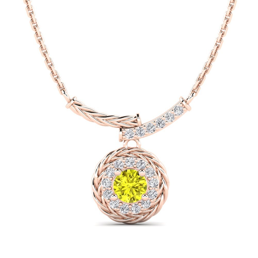 9ct Rose Gold Yellow Diamond Women's Necklace Freugde