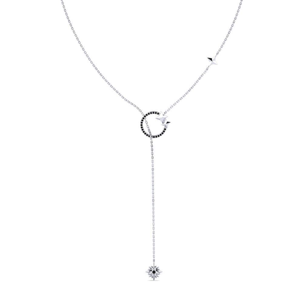 18ct White Gold Black Diamond Women's Necklace Freyr