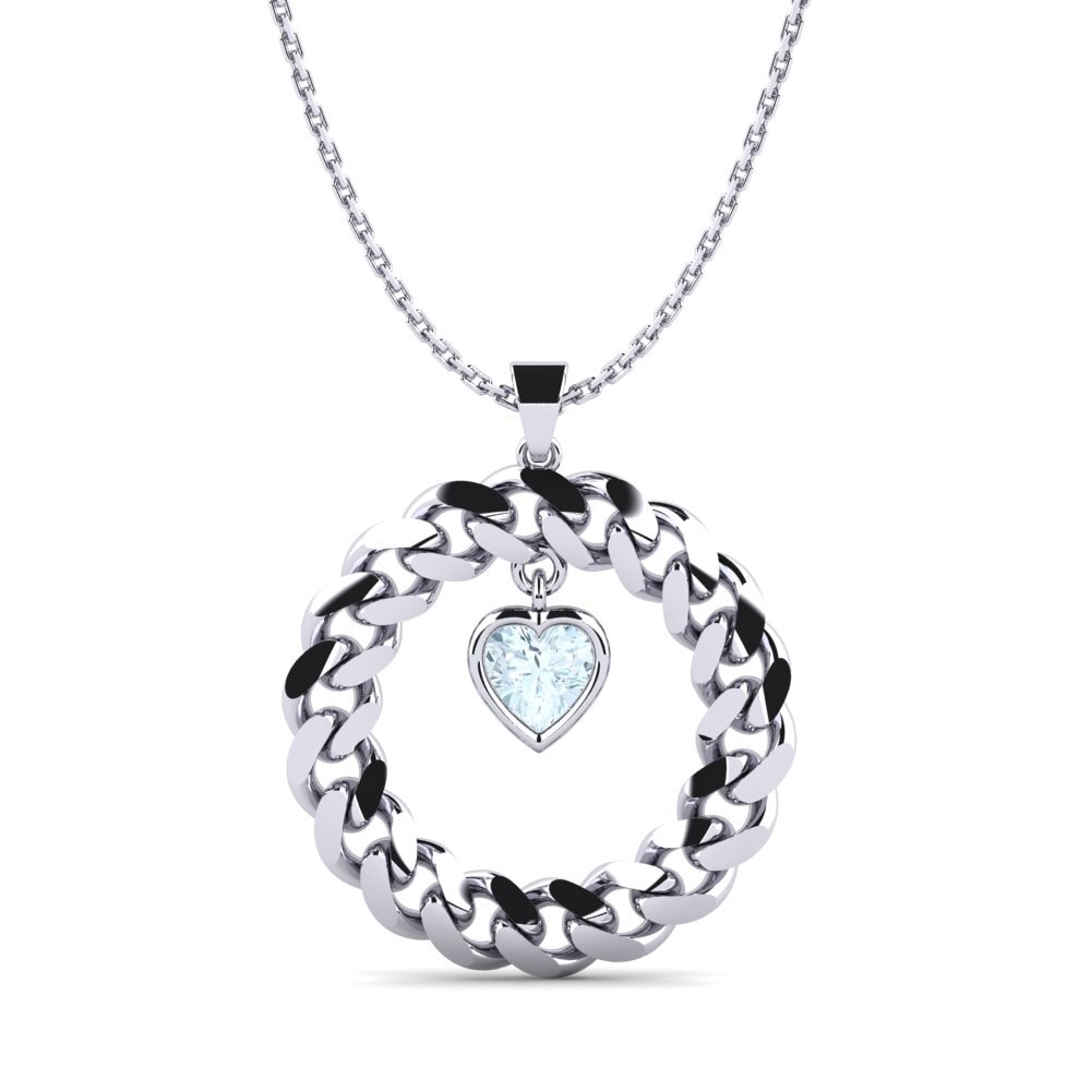 Trái Tim Đá Aquamarine Mặt dây chuyền nữ Fringale